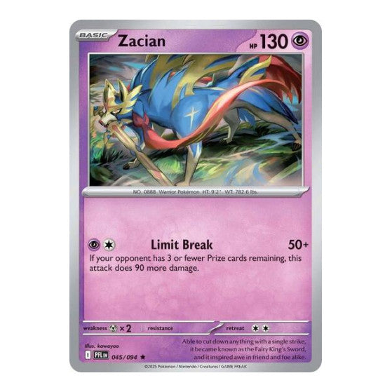 Zacian - 045/094 (PFL) #045/094 Rare (Holofoil Lightly Played) ME02: Phantasmal Flames Pokemon: 2025