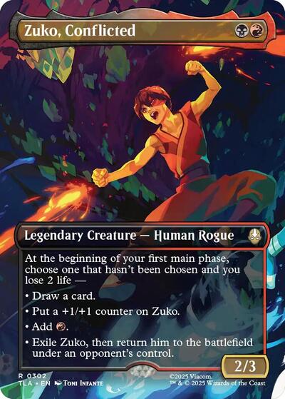 Zuko Conflicted Borderless (TLA) #302 Rare (Foil Near Mint) Avatar: The Last Airbender Magic: The Gathering: 2025