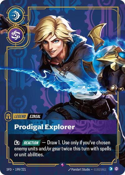 Ezreal - Prodigal Explorer (SFD) #199/221 Rare (Foil Near Mint) Spiritforged Riftbound: League of Legends Trading Card Game: 2026