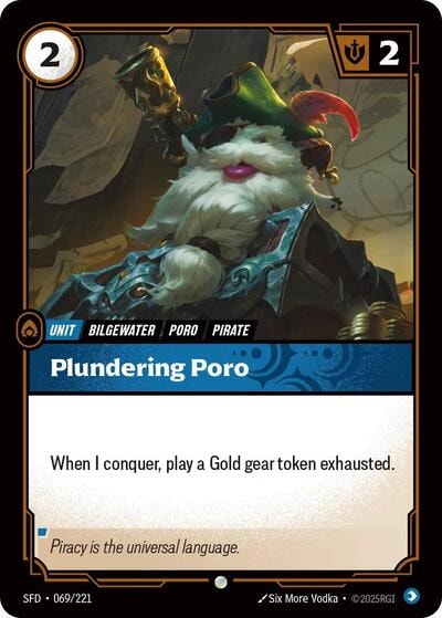 Plundering Poro (SFD) #069/221 Common Spiritforged Riftbound: League of Legends Trading Card Game: 2026