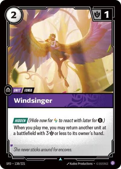 Windsinger (SFD) #138/221 Uncommon (Near Mint) Spiritforged Riftbound: League of Legends Trading Card Game: 2026