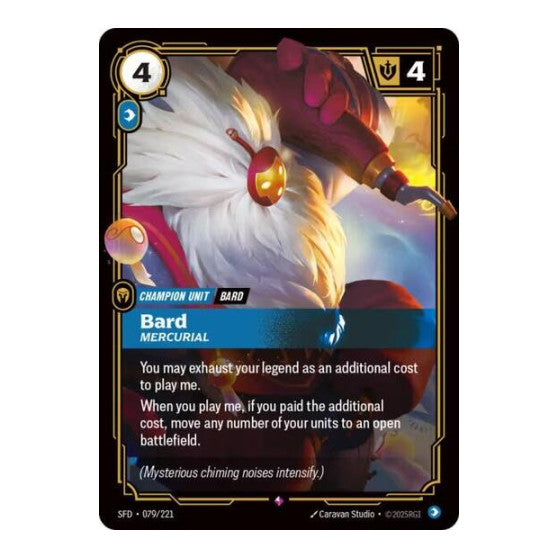 Bard, Mercurial (SFD) #079/221 Rare (Foil Near Mint) Spiritforged Riftbound: League of Legends Trading Card Game: 2026