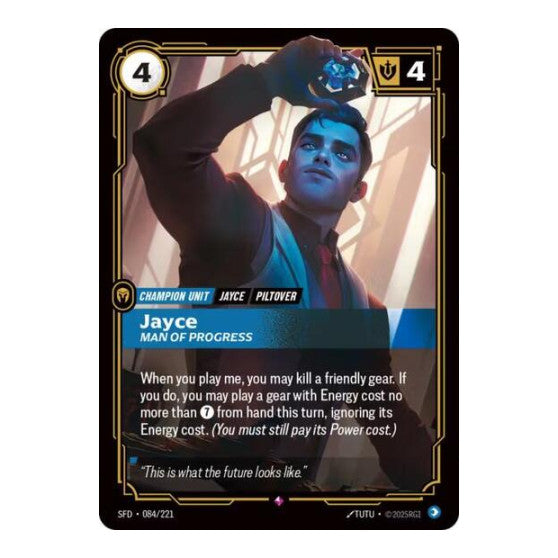 Jayce, Man of Progress (SFD) #084/221 Rare (Foil Near Mint) Spiritforged Riftbound: League of Legends Trading Card Game: 2026