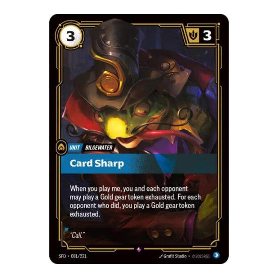 Card Sharp (SFD) #081/221 Rare (Foil Near Mint) Spiritforged Riftbound: League of Legends Trading Card Game: 2026