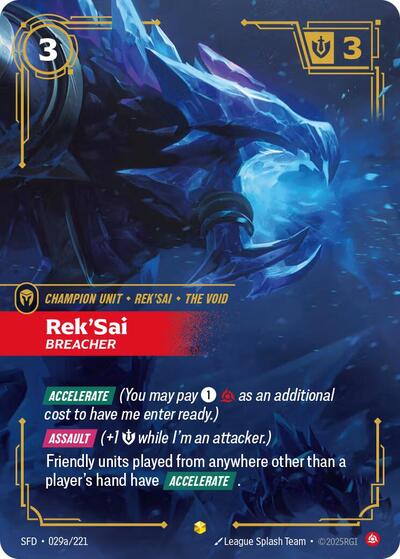 Rek'Sai - Breacher (Alternate Art) (SFD) #029a/221 Showcase (Foil Near Mint) Spiritforged Riftbound: League of Legends Trading Card Game: 2026