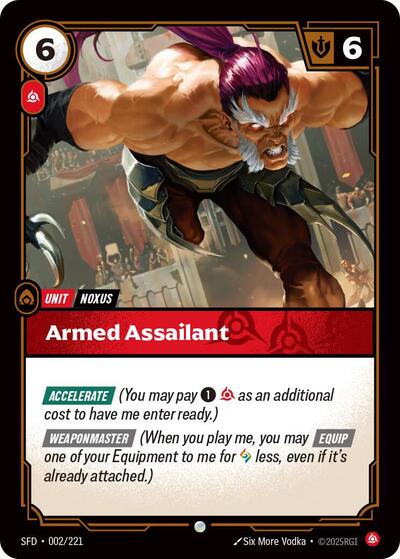 Armed Assailant (SFD) #002/221 Common Spiritforged Riftbound: League of Legends Trading Card Game: 2026