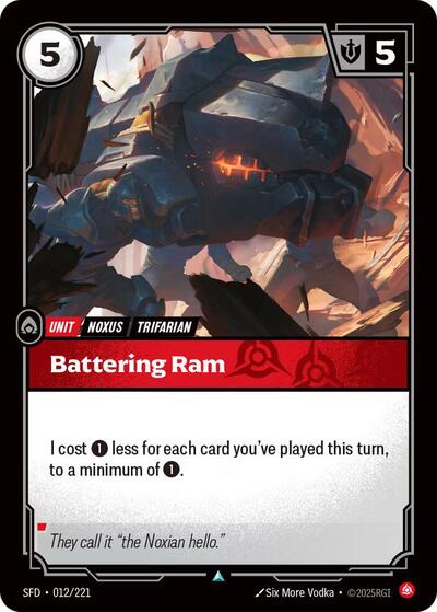 Battering Ram (SFD) #012/221 Uncommon (Near Mint) Spiritforged Riftbound: League of Legends Trading Card Game: 2026