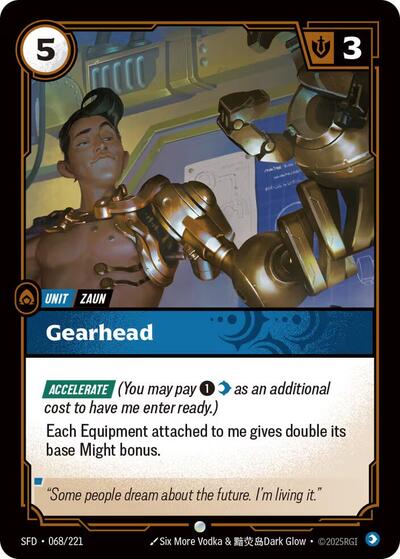 Gearhead (SFD) #068/221 Common (Foil Near Mint) Spiritforged Riftbound: League of Legends Trading Card Game: 2026