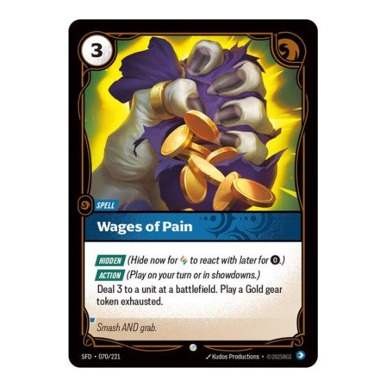 Wages of Pain (SFD) #070/221 Common (Near Mint) Spiritforged Riftbound: League of Legends Trading Card Game: 2026