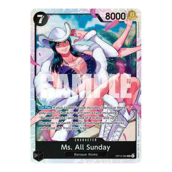 Ms. All Sunday (OP14-EB04) #OP14-084 Super Rare (Foil Lightly Played) The Azure Sea's Seven One Piece Card Game: 2026