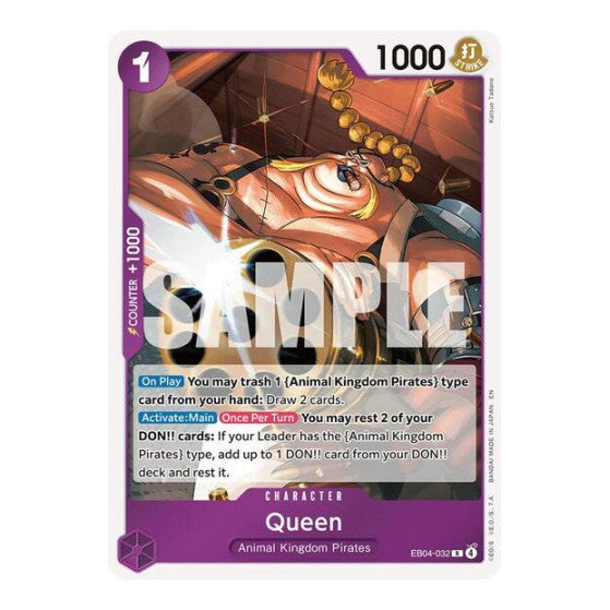 Queen (OP14) #EB04-032 Rare (Foil Lightly Played) The Azure Sea's Seven One Piece Card Game: 2026