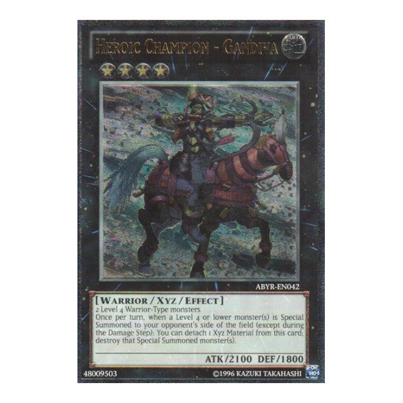 Heroic Champion - Gandiva (UTR) (ABYR) #ABYR-EN042 Ultimate Rare (1st Edition Lightly Played) Abyss Rising YuGiOh: 2012