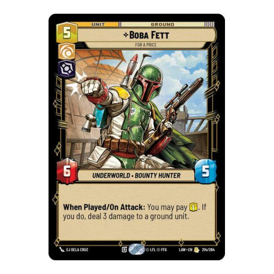 Boba Fett - For a Price (LAW) #214/264 Rare (Near Mint) A Lawless Time Star Wars: Unlimited: 2026