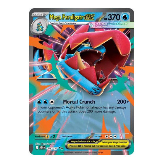Mega Feraligatr ex - 043/217 (ASC) #043/217 Double Rare (Holofoil Near Mint) ME: Ascended Heroes Pokemon: 2026