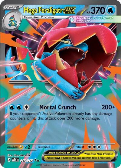 Mega Feraligatr ex 043 217 (ASC) #043/217 Double Rare (Holofoil Near Mint) ME: Ascended Heroes Pokemon: 2026