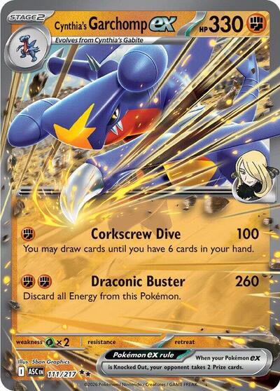 Cynthias Garchomp ex (ASC) #111/217 Double Rare (Holofoil Near Mint) ME: Ascended Heroes Pokemon: 2026