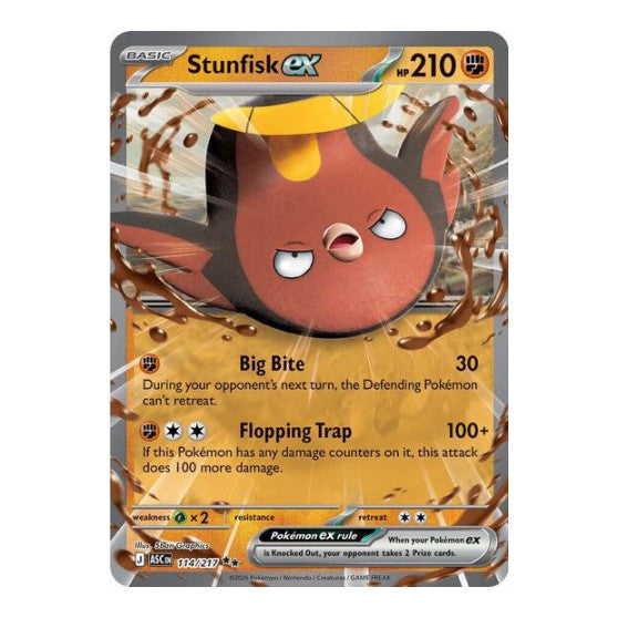 Stunfisk ex - 114/217 (ASC) #114/217 Double Rare (Holofoil Near Mint) ME: Ascended Heroes Pokemon: 2026