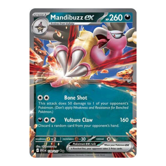 Mandibuzz ex (ASC) #139/217 Double Rare (Holofoil Near Mint) ME: Ascended Heroes Pokemon: 2026