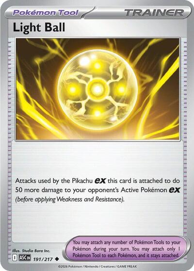 Light Ball (ASC) #191/217 Uncommon (Reverse Holofoil Near Mint) ME: Ascended Heroes Pokemon: 2026