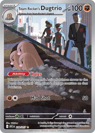 Team Rockets Dugtrio 239 217 (ASC) #239/217 Illustration Rare (Holofoil Near Mint) ME: Ascended Heroes Pokemon: 2026