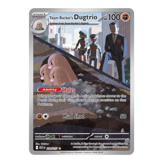 Team Rocket's Dugtrio - 239/217 (ASC) #239/217 Illustration Rare (Holofoil Near Mint) ME: Ascended Heroes Pokemon: 2026