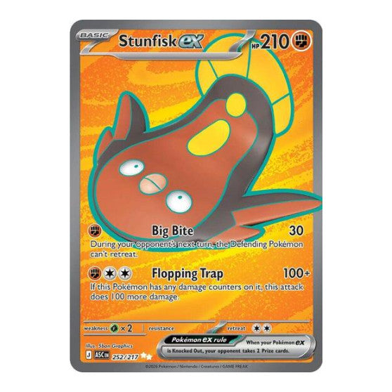 Stunfisk ex - 252/217 (ASC) #252/217 Ultra Rare (Holofoil Near Mint) ME: Ascended Heroes Pokemon: 2026