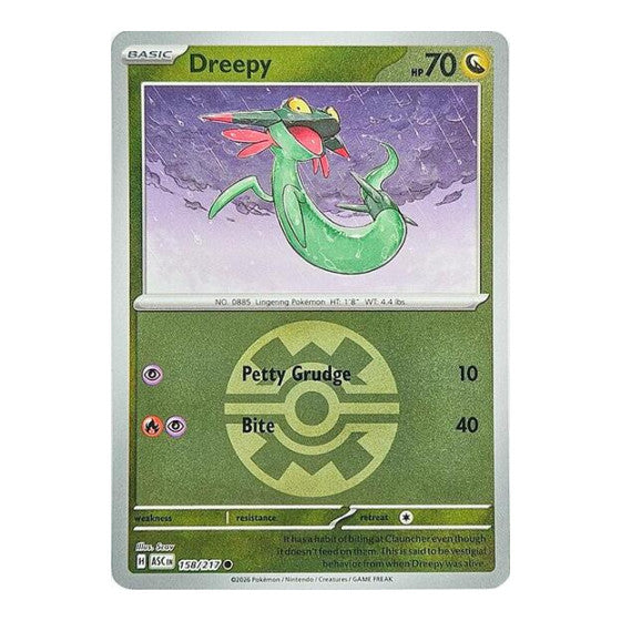 Dreepy - 158/217 (Quick Ball) (ASC) #158/217 Common (Reverse Holofoil Near Mint) ME: Ascended Heroes Pokemon: 2026