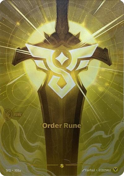 Order Rune (R06a) (SFD) #R06a Showcase (Foil Near Mint) Spiritforged Riftbound: League of Legends Trading Card Game: 2026
