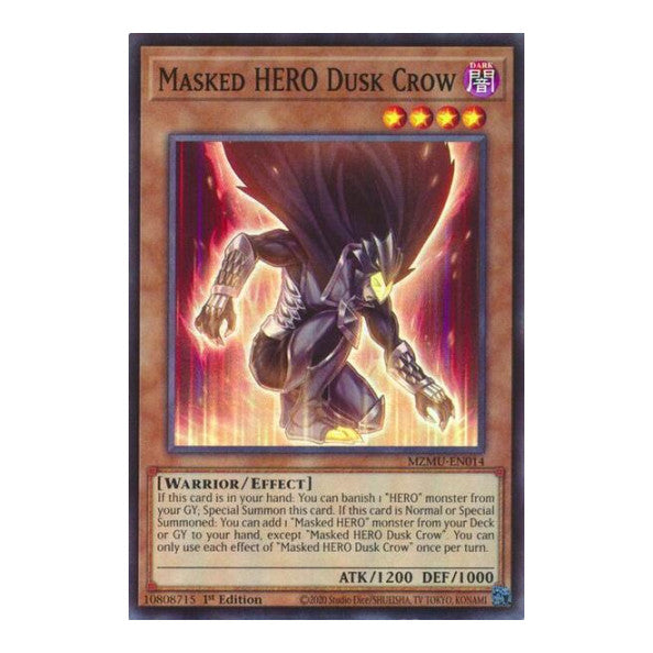 Masked HERO Dusk Crow () #MZMU-EN014 Super Rare (1st Edition Near Mint) Maze of Muertos YuGiOh: 2026