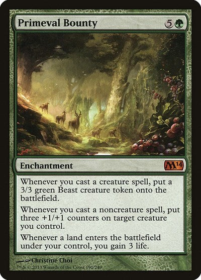 Primeval Bounty (M14) #190 Mythic Rare (Moderately Played) Magic 2014 (M14) Magic: The Gathering: 2013