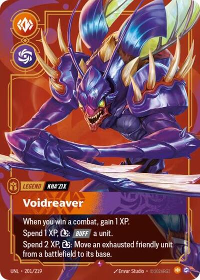 Kha'Zix - Voidreaver (UNL) #201/219 Rare (Foil Near Mint) Unleashed Riftbound: League of Legends Trading Card Game: 2026