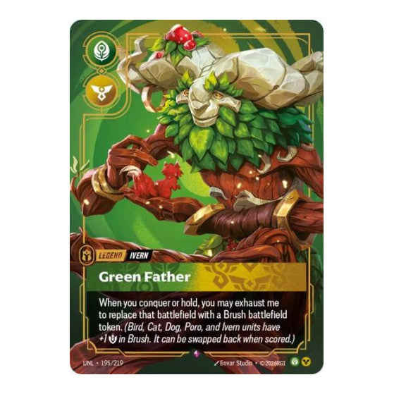 Ivern, Green Father (UNL) #195/219 Rare (Foil Near Mint) Unleashed Riftbound: League of Legends Trading Card Game: 2026