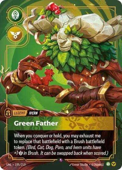 Ivern - Green Father (UNL) #195/219 Rare (Foil Near Mint) Unleashed Riftbound: League of Legends Trading Card Game: 2026