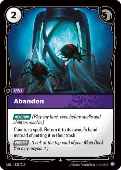 Abandon (UNL) #131/219 Uncommon Unleashed Riftbound: League of Legends Trading Card Game: 2026