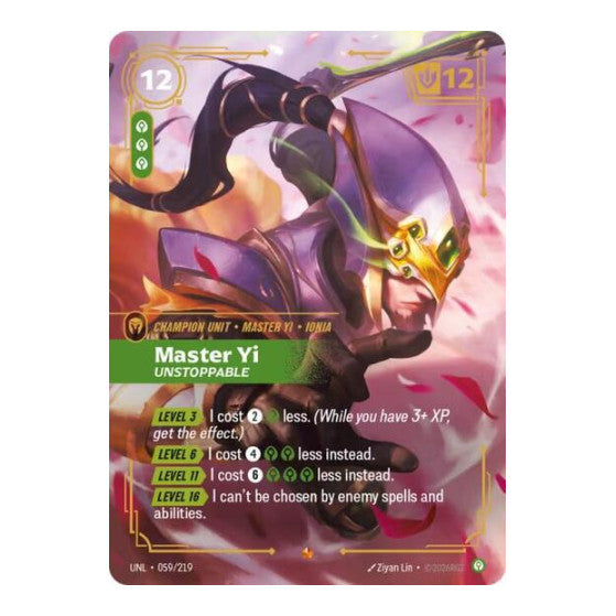 Master Yi, Unstoppable (UNL) #059/219 Epic (Foil Near Mint) Unleashed Riftbound: League of Legends Trading Card Game: 2026