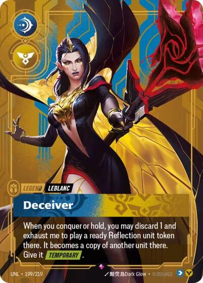LeBlanc Deceiver (UNL) #199/219 Rare (Foil Near Mint) Unleashed Riftbound: League of Legends Trading Card Game: 2026