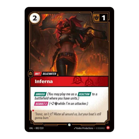 Inferna (UNL) #002/219 Common Unleashed Riftbound: League of Legends Trading Card Game: 2026