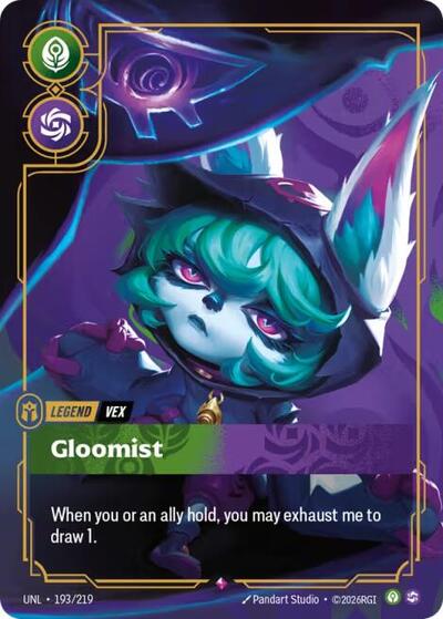 Vex - Gloomist (UNL) #193/219 Rare (Foil Near Mint) Unleashed Riftbound: League of Legends Trading Card Game: 2026