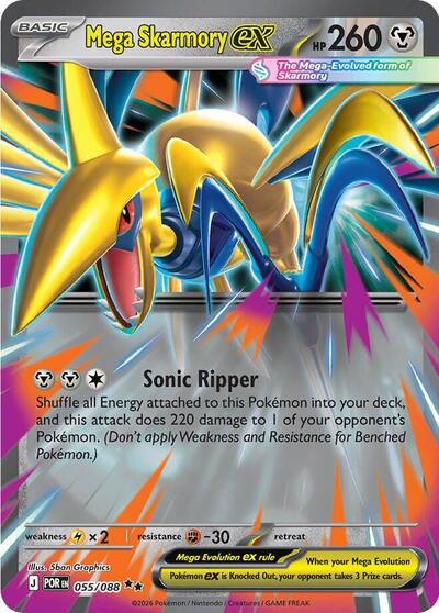 Mega Skarmory ex 055 088 (POR) #055/088 Double Rare (Holofoil Near Mint) ME03: Perfect Order Pokemon: 2026