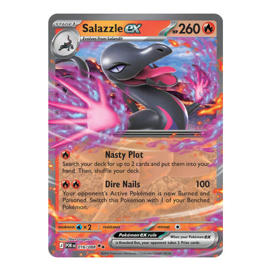 Salazzle ex - 016/088 (POR) #016/088 Double Rare (Holofoil Near Mint) ME03: Perfect Order Pokemon: 2026