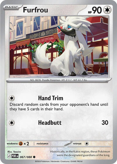 Furfrou (POR) #067/088 Common (Reverse Holofoil Near Mint) ME03: Perfect Order Pokemon: 2026