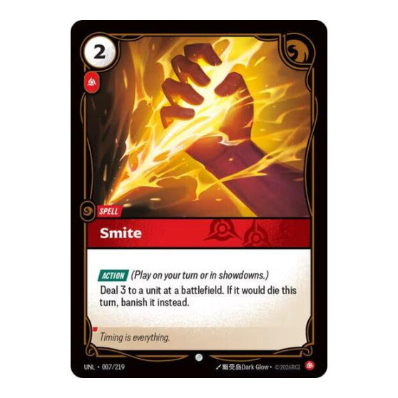 Smite (UNL) #007/219 Common (Foil Near Mint) Unleashed Riftbound: League of Legends Trading Card Game: 2026
