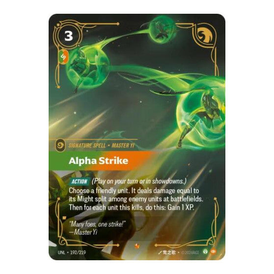 Alpha Strike (UNL) #192/219 Epic (Foil Near Mint) Unleashed Riftbound: League of Legends Trading Card Game: 2026