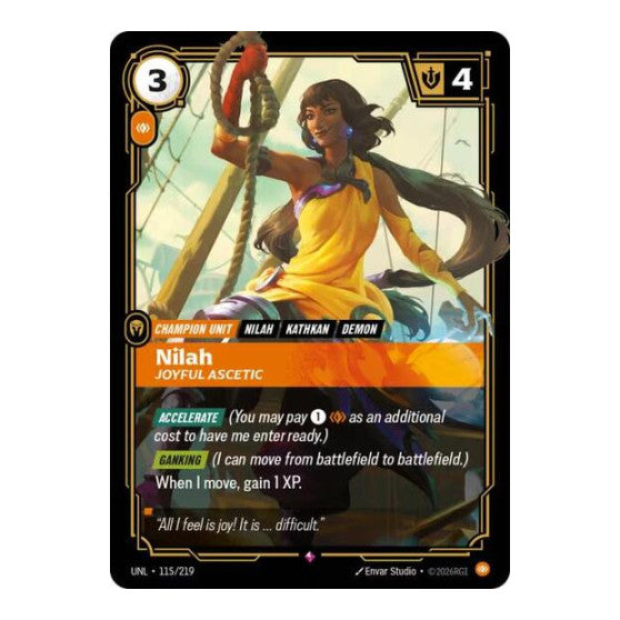 Nilah, Joyful Ascetic (UNL) #115/219 Rare (Foil Near Mint) Unleashed Riftbound: League of Legends Trading Card Game: 2026