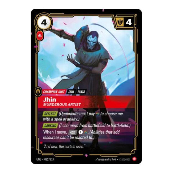 Jhin, Murderous Artist (UNL) #022/219 Rare (Foil Near Mint) Unleashed Riftbound: League of Legends Trading Card Game: 2026
