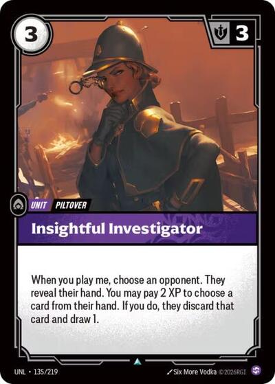 Insightful Investigator (UNL) #135/219 Uncommon Unleashed Riftbound: League of Legends Trading Card Game: 2026