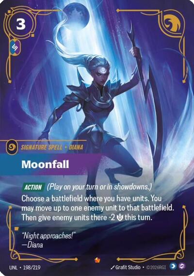 Moonfall (UNL) #198/219 Epic (Foil Near Mint) Unleashed Riftbound: League of Legends Trading Card Game: 2026