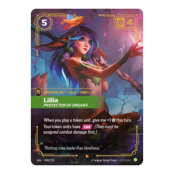 Lillia, Protector of Dreams (UNL) #058/219 Epic (Foil Near Mint) Unleashed Riftbound: League of Legends Trading Card Game: 2026