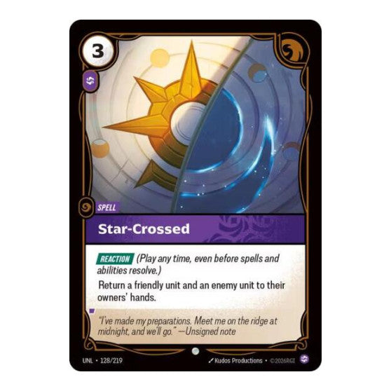 Star-Crossed (UNL) #128/219 Common Unleashed Riftbound: League of Legends Trading Card Game: 2026
