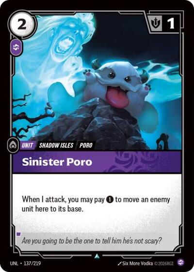 Sinister Poro (UNL) #137/219 Uncommon Unleashed Riftbound: League of Legends Trading Card Game: 2026